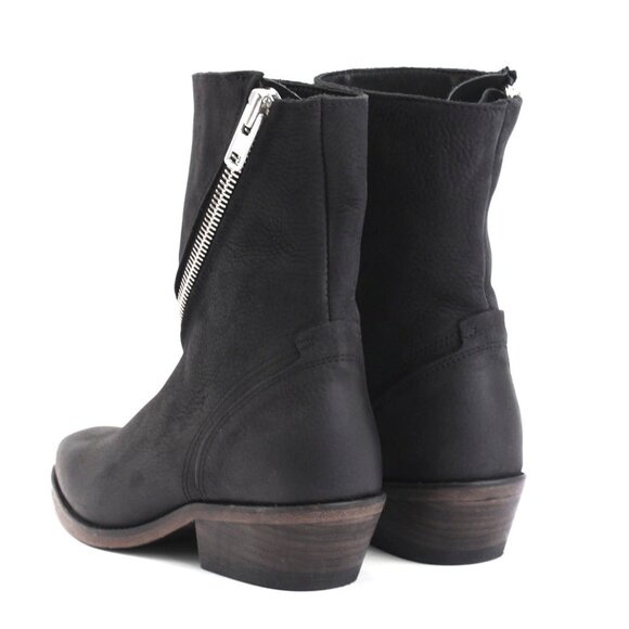 John Fluevog Ruth Skin Spiral-Zip Leather Boot / Size 7.5 / Black - Picture 3 of 13